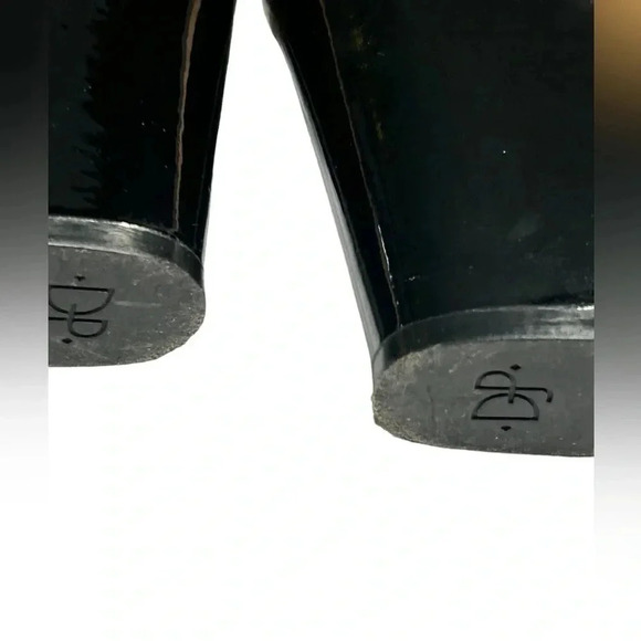 Donald J. Pliner shoes,8.5,cork,black patent leather sling back platform wedge - Picture 13 of 14